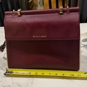 Michael Kors Wine Crossbody Bag with Gold Accents